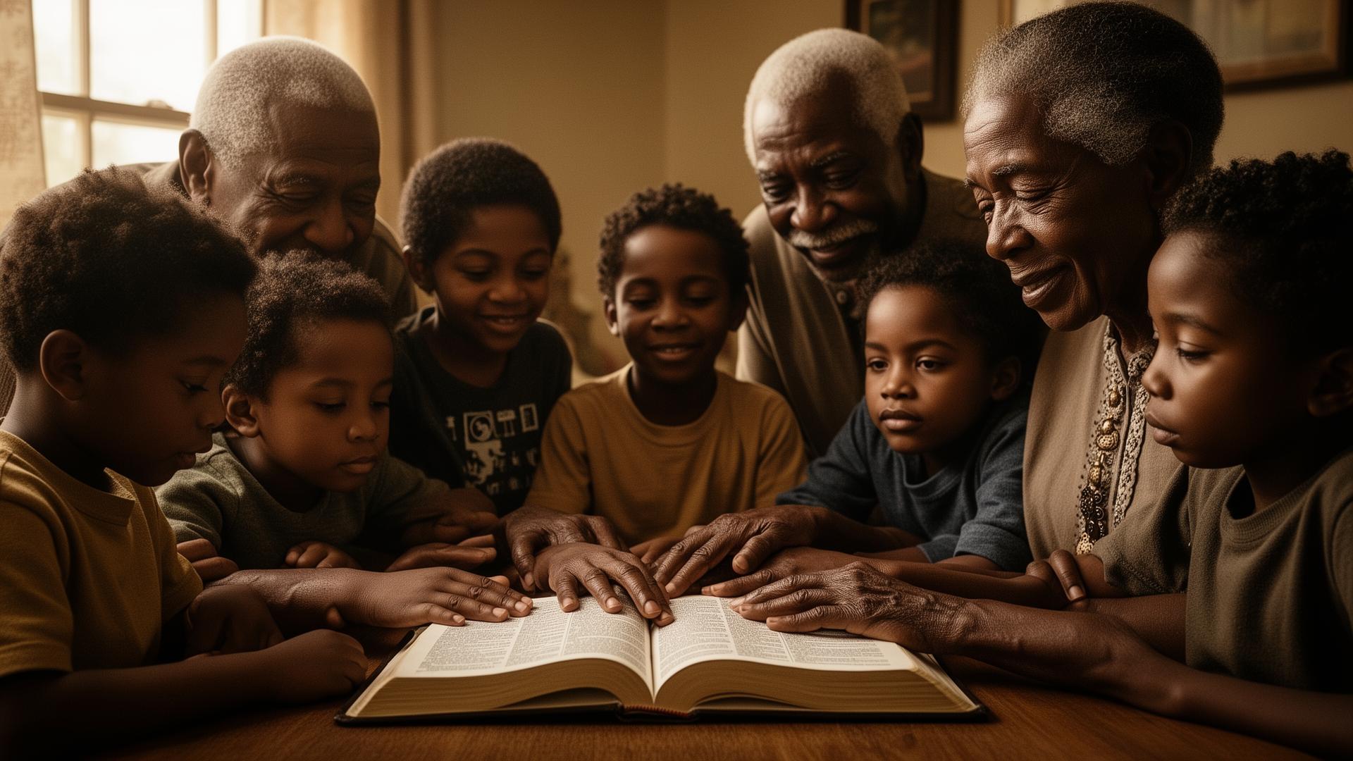 Open Bible bathed in golden light